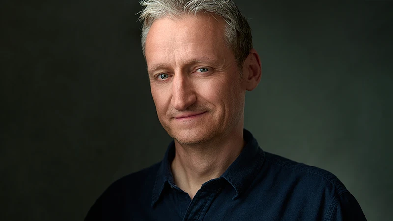 David Watkins author headshot session at home in Devon, book publicity photography for The Originals Return